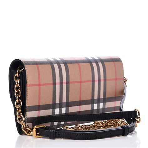 burberry vintage check wallet on chain black|burberry wallet with id window.